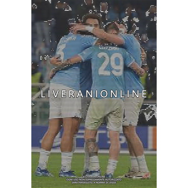 Players of S.S. Lazio celebrates the victory during the UEFA Champions League match SS Lazio vs Feyenoord at the Olympic stadium in Rome on November 7, 2023. Photo Emmanuele Mastrodonato/ag. Aldo Liverani sas/AGENZIA ALDO LIVERANI SAS