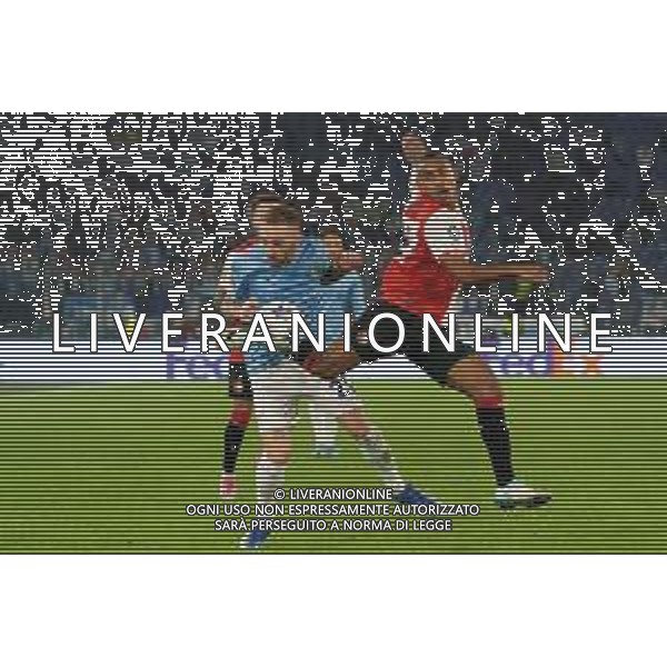 Igor Paixao of Feyenoord and Manuel Lazzari of SS Lazio during the UEFA Champions League match SS Lazio vs Feyenoord at the Olympic stadium in Rome on November 7, 2023. Photo Emmanuele Mastrodonato/ag. Aldo Liverani sas/AGENZIA ALDO LIVERANI SAS
