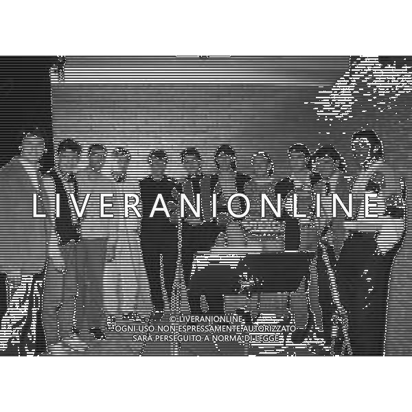 REGISTRAZIONE DI \'DISCO PER UNICEF\' 1994-1995 NELLA FOTO LORENZO MINOTTI, STEFANO ERANIO, GIUSEPPE BERGOMI, DEJAN SAVICEVIC, DARKO PANCEV, ZVONIMIR BOBAN, MARCO DELVECCHIO, MIRKO CONTE, ALESSANDRO (BILLY) COSTACURTA, MARCEL DESAILLY, MASSIMO CRIPPA AG. ALDO LIVERANI SAS