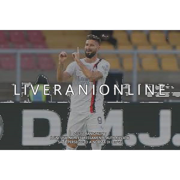 Olivier Giroud of AC Milan celebrates after scoring a goal during the Italian soccer Serie A match US Lecce vs AC Milan on November 10, 2023 at Via del Mare Stadium in Lecce, Italy. Photo by Emmanuele Mastrodonato/ag. Aldo Liverani sas