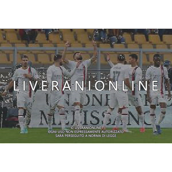 Olivier Giroud of AC Milan celebrates after scoring a goal during the Italian soccer Serie A match US Lecce vs AC Milan on November 10, 2023 at Via del Mare Stadium in Lecce, Italy. Photo by Emmanuele Mastrodonato/ag. Aldo Liverani sas