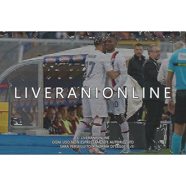 Rafael Leao of AC Milan injured and Noah Okafor of AC Milan during the Italian soccer Serie A match US Lecce vs AC Milan on November 10, 2023 at Via del Mare Stadium in Lecce, Italy. Photo by Emmanuele Mastrodonato/ag. Aldo Liverani sas