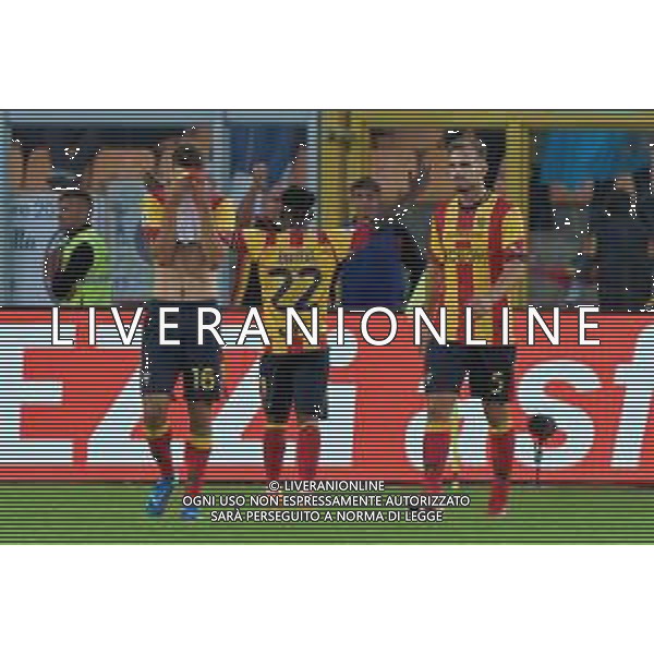 Lameck Banda of US Lecce celebrates after scoring a goal with teammates during the Italian soccer Serie A match US Lecce vs AC Milan on November 10, 2023 at Via del Mare Stadium in Lecce, Italy. Photo by Emmanuele Mastrodonato/ag. Aldo Liverani sas