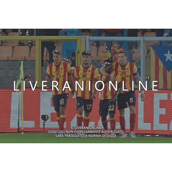 Lameck Banda of US Lecce celebrates after scoring a goal with teammates during the Italian soccer Serie A match US Lecce vs AC Milan on November 10, 2023 at Via del Mare Stadium in Lecce, Italy. Photo by Emmanuele Mastrodonato/ag. Aldo Liverani sas