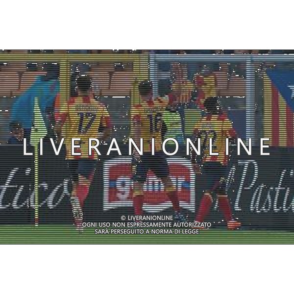 Lameck Banda of US Lecce celebrates after scoring a goal with teammates during the Italian soccer Serie A match US Lecce vs AC Milan on November 10, 2023 at Via del Mare Stadium in Lecce, Italy. Photo by Emmanuele Mastrodonato/ag. Aldo Liverani sas