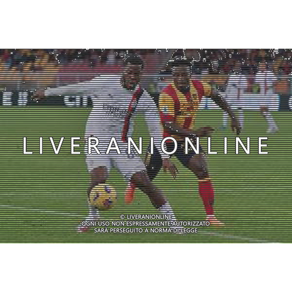 Yunus Musah of AC Milan and Lameck Banda of US Lecce during the Italian soccer Serie A match US Lecce vs AC Milan on November 10, 2023 at Via del Mare Stadium in Lecce, Italy. Photo by Emmanuele Mastrodonato/ag. Aldo Liverani sas