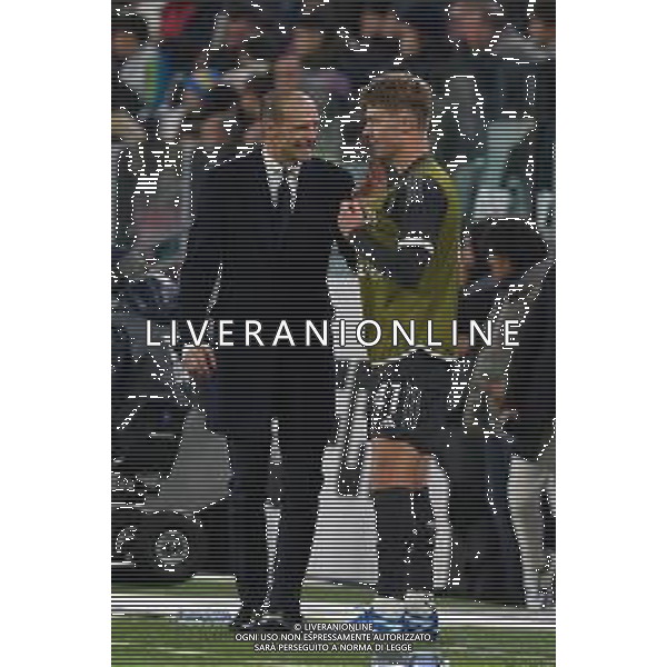 Torino 11.11.2023 Allianz Stadium @Manuela Viganti/Ag. Aldo Liverani sas Juventus vs Cagliari Campionato Calcio Serie A TIM 2023/2024 12a giornata Nella foto: massimiliano allegri e hans nicolussi caviglia