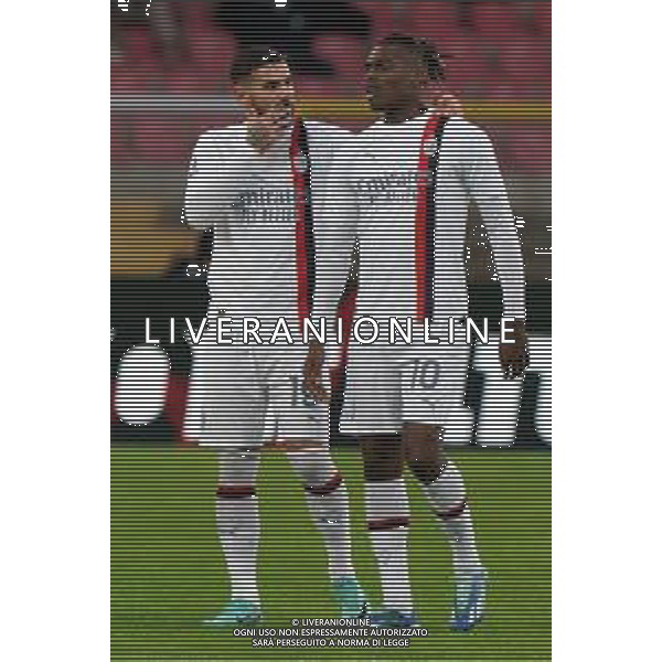 Theo Hernandez of AC Milan and Rafael Leao of AC Milan during the Italian soccer Serie A match US Lecce vs AC Milan on November 10, 2023 at Via del Mare Stadium in Lecce, Italy. Photo by Emmanuele Mastrodonato/ag. Aldo Liverani sas/AGENZIA ALDO LIVERANI SAS