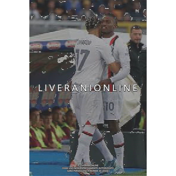 Noah Okafor of AC Milan and Rafael Leao of AC Milan during the Italian soccer Serie A match US Lecce vs AC Milan on November 10, 2023 at Via del Mare Stadium in Lecce, Italy. Photo by Emmanuele Mastrodonato/ag. Aldo Liverani sas/AGENZIA ALDO LIVERANI SAS