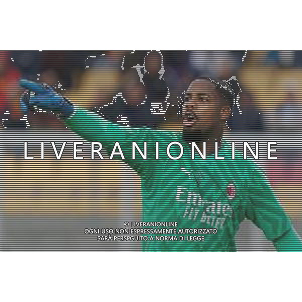 Mike Maignan of AC Milan during the Italian soccer Serie A match US Lecce vs AC Milan on November 10, 2023 at Via del Mare Stadium in Lecce, Italy. Photo by Emmanuele Mastrodonato/ag. Aldo Liverani sas/AGENZIA ALDO LIVERANI SAS