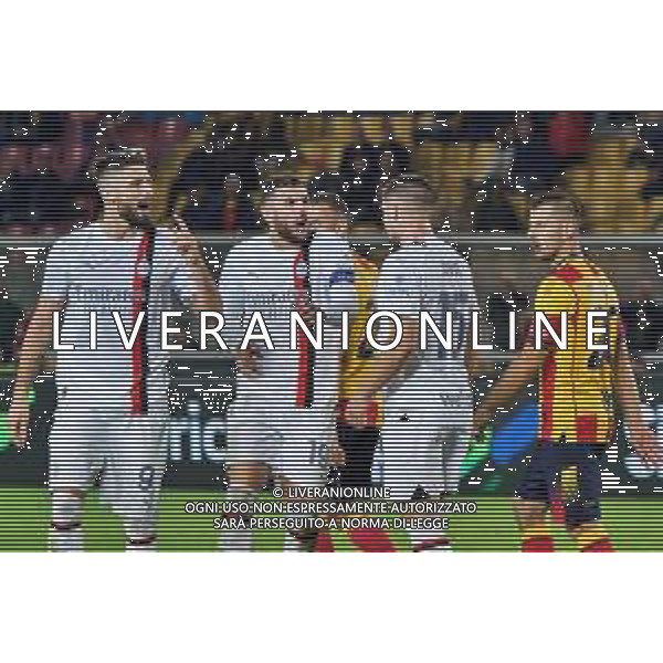 Olivier Giroud of AC Milan and Theo Hernandez of AC Milan protests during the Italian soccer Serie A match US Lecce vs AC Milan on November 10, 2023 at Via del Mare Stadium in Lecce, Italy. Photo by Emmanuele Mastrodonato/ag. Aldo Liverani sas/AGENZIA ALDO LIVERANI SAS