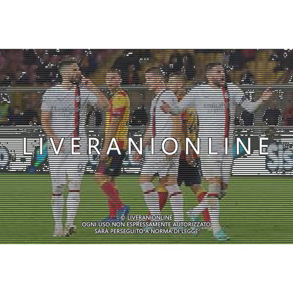 Olivier Giroud of AC Milan and Theo Hernandez of AC Milan protests during the Italian soccer Serie A match US Lecce vs AC Milan on November 10, 2023 at Via del Mare Stadium in Lecce, Italy. Photo by Emmanuele Mastrodonato/ag. Aldo Liverani sas/AGENZIA ALDO LIVERANI SAS