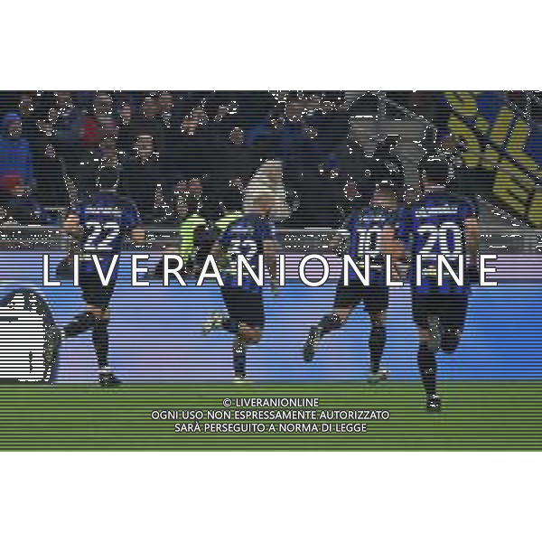 Inter vs Frosinone nella foto esultanza Inter dopo il gol dell\'1 a 0 Milano 12-11-2023 Stadio Giuseppe Meazza - San Siro Campionato Serie A TIM - 12a giornata foto Roberto Garavaglia/ag. Aldo Liverani sas/AGENZIA ALDO LIVERANI SAS