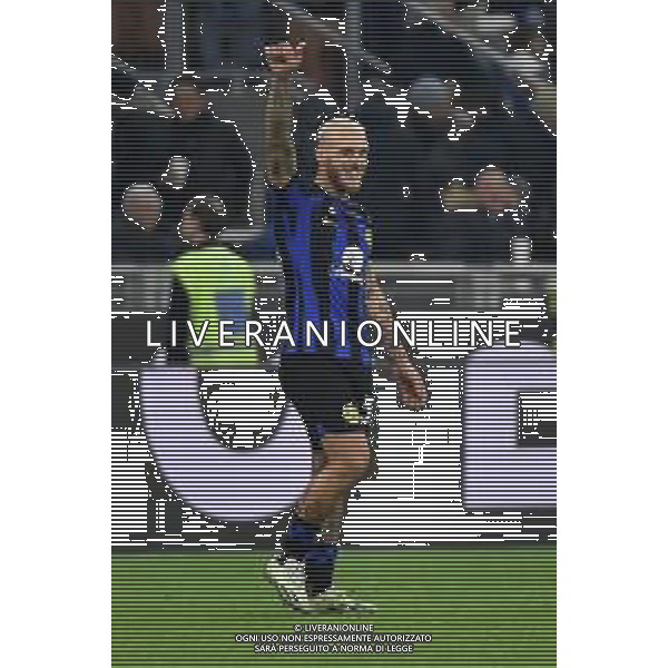 Inter vs Frosinone nella foto Federico Dimarco (Inter) esulta dopo il gol dell\'1 a 0 Milano 12-11-2023 Stadio Giuseppe Meazza - San Siro Campionato Serie A TIM - 12a giornata foto Roberto Garavaglia/ag. Aldo Liverani sas/AGENZIA ALDO LIVERANI SAS