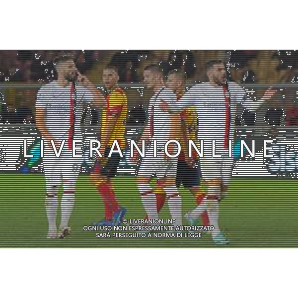 Olivier Giroud of AC Milan and Theo Hernandez of AC Milan protestsduring the Italian soccer Serie A match US Lecce vs AC Milan on November 10, 2023 at Via del Mare Stadium in Lecce, Italy. Photo by Emmanuele Mastrodonato/ag. Aldo Liverani sas/AGENZIA ALDO LIVERANI SAS