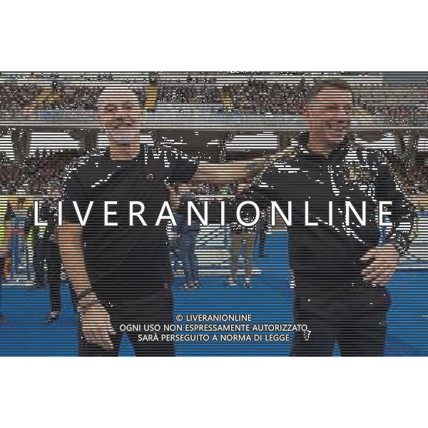 coach Stefano Pioli of AC Milan and coach Roberto D’Aversa of US Lecce during the Italian soccer Serie A match US Lecce vs AC Milan on November 10, 2023 at Via del Mare Stadium in Lecce, Italy. Photo by Emmanuele Mastrodonato/ag. Aldo Liverani sas/AGENZIA ALDO LIVERANI SAS