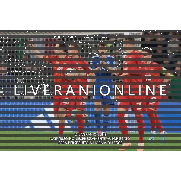 Jani Atanasov of North Macedonia celebrates after scoring a goal during the UEFA EURO 2024 European qualifier match between Italy and North Macedonia at Stadio Olimpico on November 17, 2023 in Rome, Italy. Photo by Emmanuele Mastrodonato/ag. Aldo Liverani sas/AGENZIA ALDO LIVERANI SAS