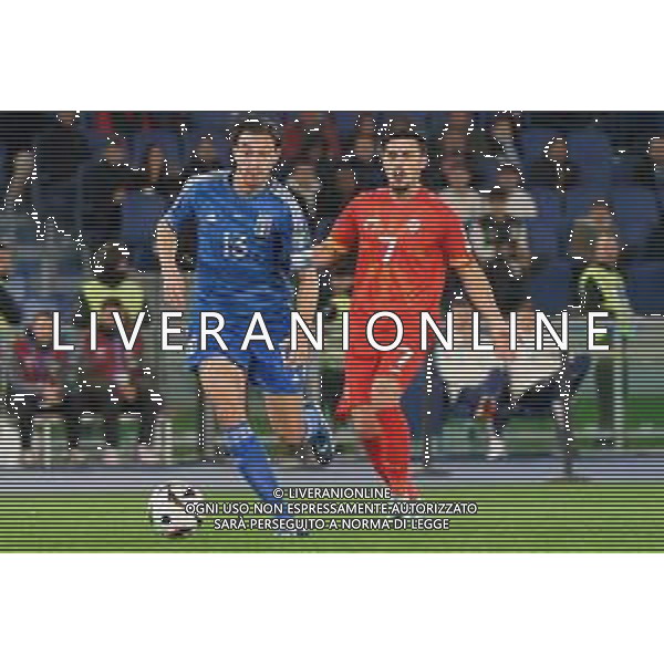 Matteo Darmian of Italy and Eljif Elmas of North Macedonia during the UEFA EURO 2024 European qualifier match between Italy and North Macedonia at Stadio Olimpico on November 17, 2023 in Rome, Italy. Photo by Emmanuele Mastrodonato/ag. Aldo Liverani sas/AGENZIA ALDO LIVERANI SAS