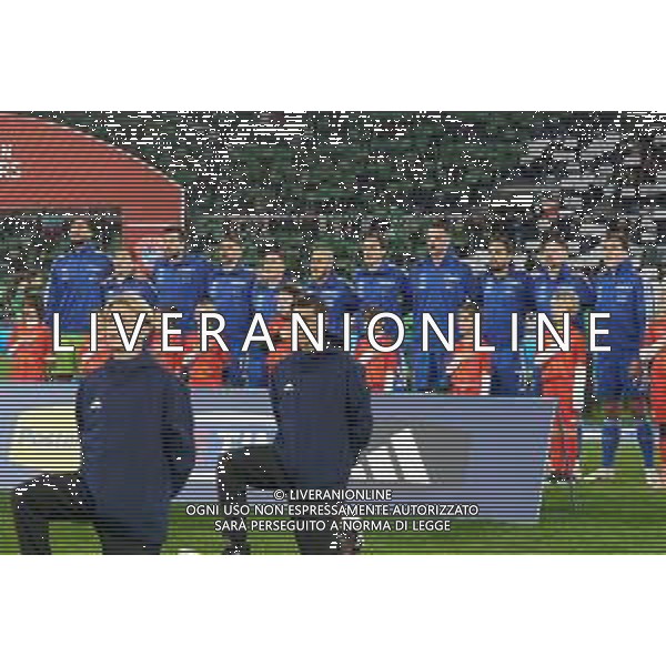 Players of Italy line up during the National Anthems prior the UEFA EURO 2024 European qualifier match between Italy and North Macedonia at Stadio Olimpico on November 17, 2023 in Rome, Italy. Photo by Emmanuele Mastrodonato/ag. Aldo Liverani sas