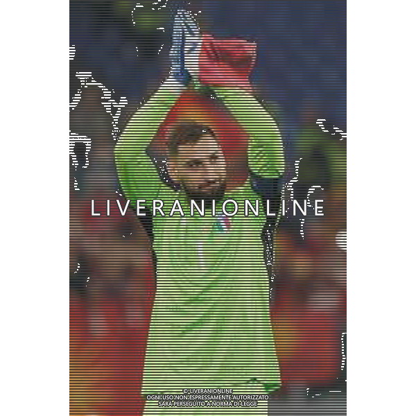 Gianluigi Donnarumma of Italy celebrates the victory during the UEFA EURO 2024 European qualifier match between Italy and North Macedonia at Stadio Olimpico on November 17, 2023 in Rome, Italy. Photo by Emmanuele Mastrodonato/ag. Aldo Liverani sas