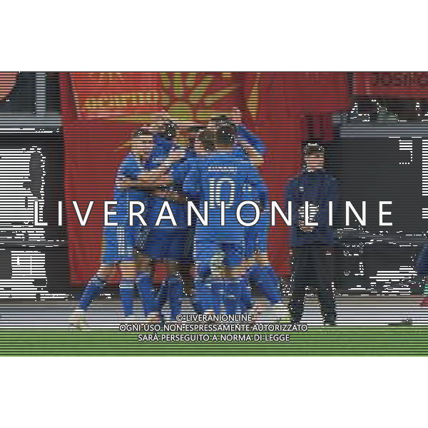 Federico Chiesa of Italy celebrates after scoring a goal with teammates during the UEFA EURO 2024 European qualifier match between Italy and North Macedonia at Stadio Olimpico on November 17, 2023 in Rome, Italy. Photo by Emmanuele Mastrodonato/ag. Aldo Liverani sas