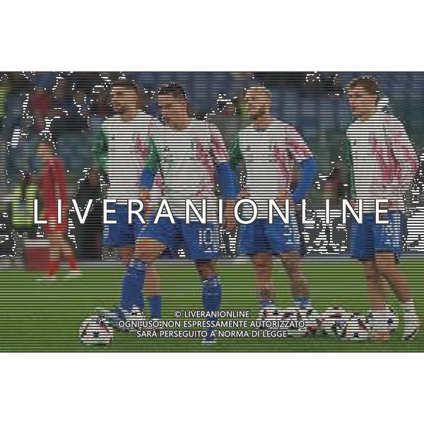 Players of Italy warms up during the UEFA EURO 2024 European qualifier match between Italy and North Macedonia at Stadio Olimpico on November 17, 2023 in Rome, Italy. Photo by Emmanuele Mastrodonato/ag. Aldo Liverani sas
