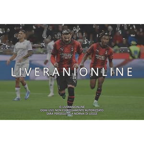 Milan vs Fiorentina nella foto Theo Hernandez (Milan) esulta dopo il gol dell\'1 a 0 Milano 25-11-2023 Stadio Giuseppe Meazza - San Siro Campionato Serie A TIM - 13a giornata foto Roberto Garavaglia/ag. Aldo Liverani sas/AGENZIA ALDO LIVERANI SAS