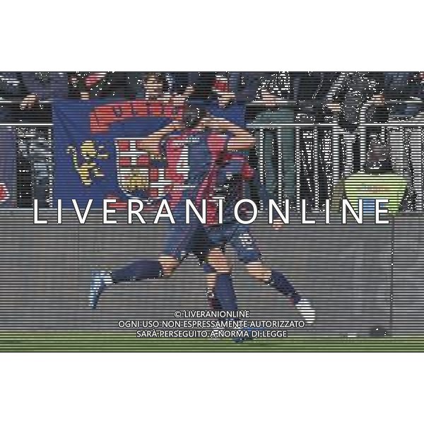 26-11-2023. Cagliari calcio- AC Monza . 13° giornata campionato calcio italiano Serie A 2023/2024, Stadio Unipol Domus Cagliari. Foto Salvatore Moi/Agenzia Aldo Liverani s.as. Nella foto: Gol ed esultanza del Cagliari in casa contro Monza, nello stadio Unipol Domus di Cagliari. Segna: Alberto Dossena Cagliari ©SALVATORE MOI/AGENZIA ALDO LIVERANI SAS
