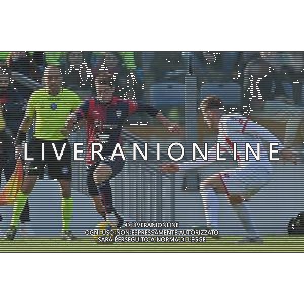26-11-2023. Cagliari calcio- AC Monza . 13° giornata campionato calcio italiano Serie A 2023/2024, Stadio Unipol Domus Cagliari. Foto Salvatore Moi/Agenzia Aldo Liverani s.as. Nella foto: Gaetano Oristanio Cagliari, Georgios Kyriakopoulos Monza ©SALVATORE MOI/AGENZIA ALDO LIVERANI SAS