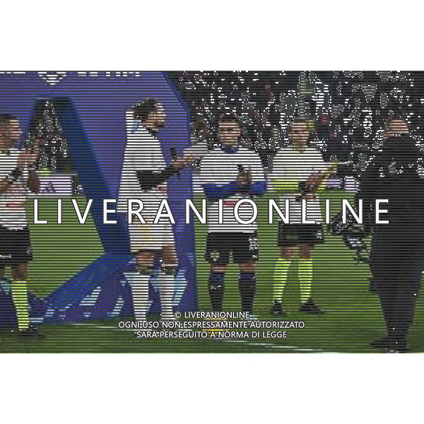 Torino 26.11.2023 Allianz Stadium @Manuela Viganti/Ag. Aldo Liverani sas Juventus vs Inter Campionato Calcio Serie A TIM 2023/2024 13a giornata Nella foto: adrien rabiot e lautaro martinez leggono il messaggio contro la violenza sulle donne ©Viganti/AGENZIA ALDO LIVERANI SAS