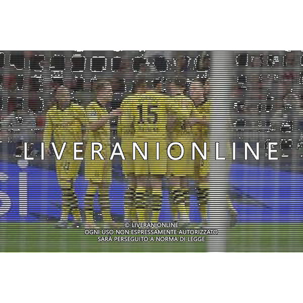 Milan vs Borussia Dortmund nella foto esultanza Borussia Dortmund dopo il gol dell\'1 a 0 Milano 28-11-2023 Stadio Giuseppe Meazza - San Siro UEFA Champions League fase a gironi 5a giornata - Gruppo F foto Roberto Garavaglia/ag. Aldo Liverani sas/AGENZIA ALDO LIVERANI SAS