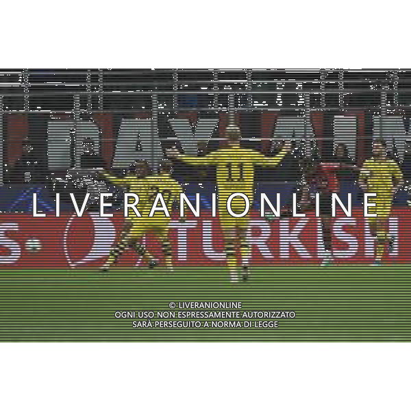 Milan vs Borussia Dortmund nella foto Samuel Chukwueze (Milan) segna il gol dell\'1 a 1 Milano 28-11-2023 Stadio Giuseppe Meazza - San Siro UEFA Champions League fase a gironi 5a giornata - Gruppo F foto Roberto Garavaglia/ag. Aldo Liverani sas