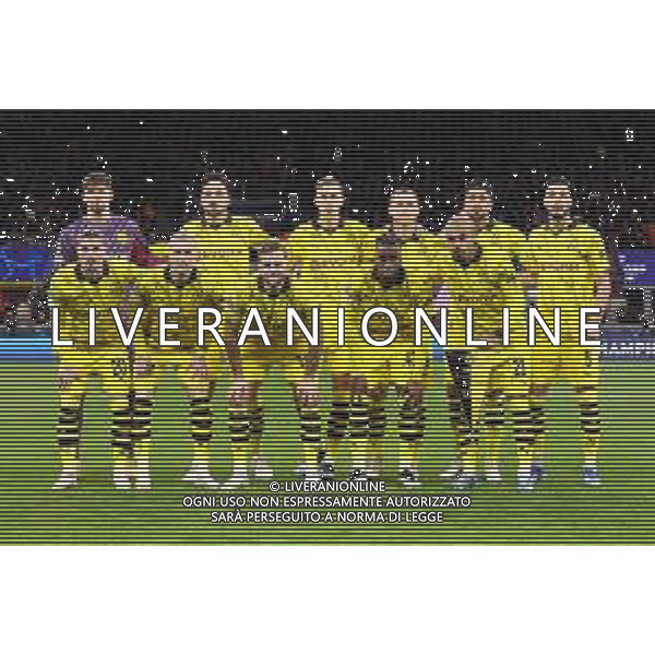 Milan vs Borussia Dortmund nella foto formazione Borussia Dortmund, in piedi da SX Gregor Kobel, Mats Hummels, Nico Schlotterbeck, Julian Ryerson, Emre Can e Ramy Bensebaini; in basso da SX Marcel Sabitzer, Marco Reus, Niclas Fullkrug, Jamie Bynoe-Gittens e Donyell Malen Milano 28-11-2023 Stadio Giuseppe Meazza - San Siro UEFA Champions League fase a gironi 5a giornata - Gruppo F foto Roberto Garavaglia/ag. Aldo Liverani sas