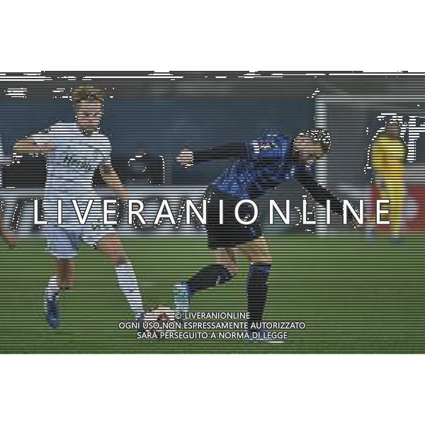 TVRG Atalanta vs Sporting Lisbona nella foto Morten Hjulmand (Sporting Lisbona) e Teun Koopmeiners (Atalanta) Bergamo 30-11-2023 Gewiss Stadium - Stadio Atleti Azzurri d\'Italia UEFA Europa League - fase a gironi Gruppo D - 5a giornata foto Roberto Garavaglia/ag. Aldo Liverani sas