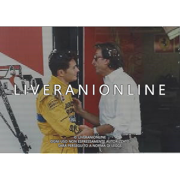 RETROSPETTIVA GIANCARLO FISICHELLA PILOTA F1 NELLA FOTO GIANCARLO FISICHELLA NELL\'ANNO 1997 CON LUCA CORDERO DI MONTEZEMOLO AG CONTROLUCE.-AG ALDO LIVERANI SAS
