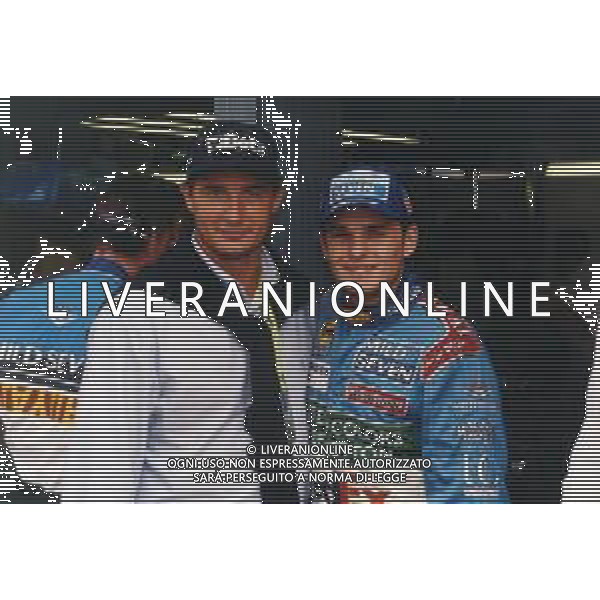RETROSPETTIVA GIANCARLO FISICHELLA PILOTA F1 NELLA FOTO GIANCARLO FISICHELLA NELL\'ANNO 1998 GP MONZA F1 CON DANIELE MASSARO AG CONTROLUCE.-AG ALDO LIVERANI SAS 