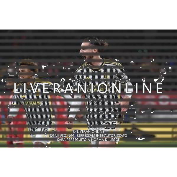 Monza vs Juventus nella foto Adrien Rabiot (Juventus) esulta dopo il gol dell\'1 a 0 Monza 01-12-2023 U-Power Stadium Campionato Serie A TIM - 14a giornata foto Roberto Garavaglia/ag. Aldo Liverani sas