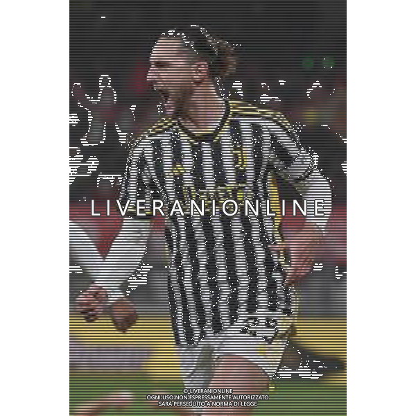 Monza vs Juventus nella foto Adrien Rabiot (Juventus) esulta dopo il gol dell\'1 a 0 Monza 01-12-2023 U-Power Stadium Campionato Serie A TIM - 14a giornata foto Roberto Garavaglia/ag. Aldo Liverani sas/AGENZIA ALDO LIVERANI SAS