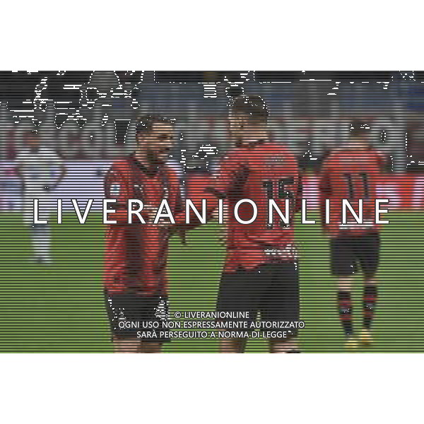 Milan vs Frosinone nella foto Alessandro Florenzi (Milan) e Luka Jovic (Milan) esultanno dopo il gol dell\'1 a 0 Milano 02-12-2023 Stadio Giuseppe Meazza - San Siro Campionato Serie A TIM - 14a giornata foto Roberto Garavaglia/ag. Aldo Liverani sas