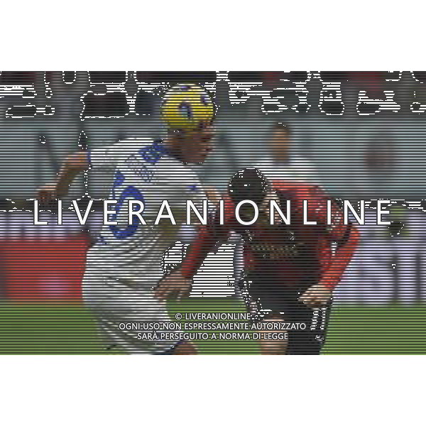 Milan vs Frosinone nella foto Ilario Monterisi (Frosinone) e Christian Mate Pulisic (Milan) Milano 02-12-2023 Stadio Giuseppe Meazza - San Siro Campionato Serie A TIM - 14a giornata foto Roberto Garavaglia/ag. Aldo Liverani sas