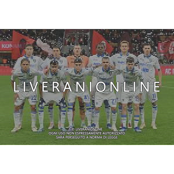 Milan vs Frosinone nella foto formazione Frosinone, in piedi da SX Ilario Monterisi, Mehdi Bourabia, Stefano Turati, Caleb Okoli, Simone Romagnoli e Marvin Cuni; in basso da SX Anthony Henri Oyono, Reinier Jesus Carvalho, Enzo Barrenechea, Arijon Ibrahimovic e Matias Soule\' Malvano Milano 02-12-2023 Stadio Giuseppe Meazza - San Siro Campionato Serie A TIM - 14a giornata foto Roberto Garavaglia/ag. Aldo Liverani sas/ AGENZIA ALDO LIVERANI SAS