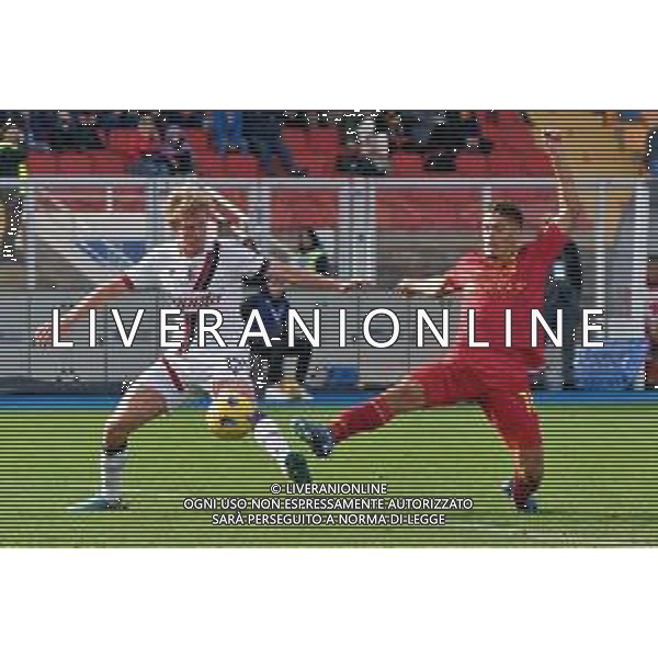 Joan Gonzalez of US Lecce and Victor Kristiansen of Bologna FC during the Italian soccer Serie A match US Lecce vs Bologna FC on December 3, 2023 at Via del Mare Stadium in Lecce, Italy. Photo by Emmanuele Mastrodonato/ag. Aldo Liverani sas