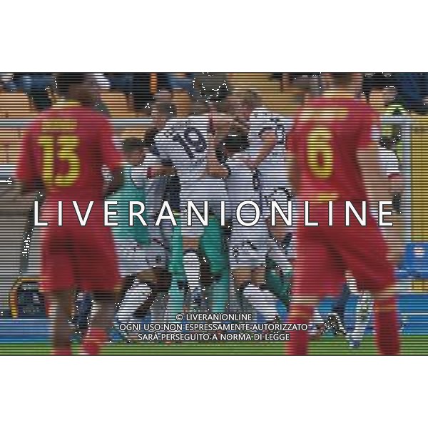 Charalampos Lykogiannis of Bologna FC celebrates after scoring a goal with teammates during the Italian soccer Serie A match US Lecce vs Bologna FC on December 3, 2023 at Via del Mare Stadium in Lecce, Italy. Photo by Emmanuele Mastrodonato/ag. Aldo Liverani sas