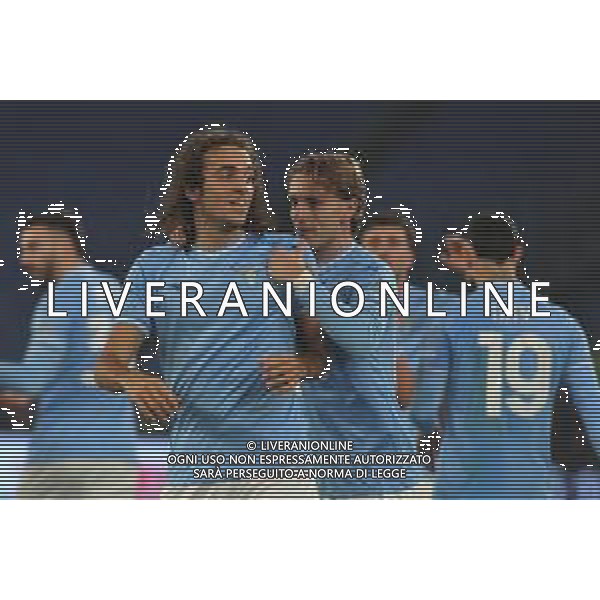 Lazio vs Genoa - Coppa Italia Frecciarossa - Ottavi di finale - Stadio Olimpico - Roma 05-12-2023 nella foto Esultanza Guendouzi e Rovella ©Federico Gaetano/AGENZIA ALDO LIVERANI SAS