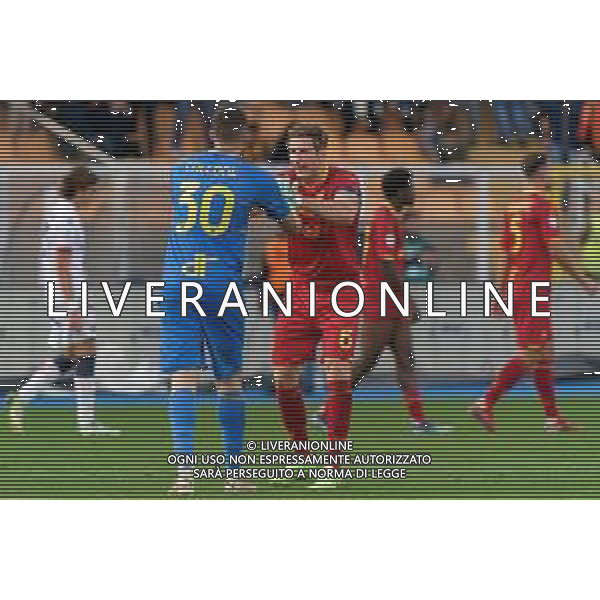 Wladimiro Falcone of US Lecce and Federico Baschirotto of US Lecce celebrates during the Italian soccer Serie A match US Lecce vs Bologna FC on December 3, 2023 at Via del Mare Stadium in Lecce, Italy. Photo by Emmanuele Mastrodonato/ag. Aldo Liverani sas