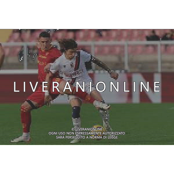 Roberto Piccoli of US Lecce and Riccardo Calafiori of Bologna FC during the Italian soccer Serie A match US Lecce vs Bologna FC on December 3, 2023 at Via del Mare Stadium in Lecce, Italy. Photo by Emmanuele Mastrodonato/ag. Aldo Liverani sas