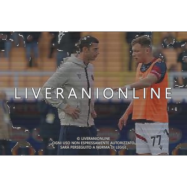 coach Thiago Motta of Bologna FC and Sydney Van Hooijdonk of Bologna FC during the Italian soccer Serie A match US Lecce vs Bologna FC on December 3, 2023 at Via del Mare Stadium in Lecce, Italy. Photo by Emmanuele Mastrodonato/ag. Aldo Liverani sas