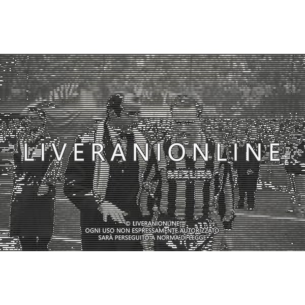 NEG-RETROSPETTIVA MARIO CORSO ALLENATORE INTER NELLA FOTO MARIO CORSO NELL\'ANNO 1985 CON KARL HEINZE RUMMENIGGE AG ALDO LIVERANI SAS