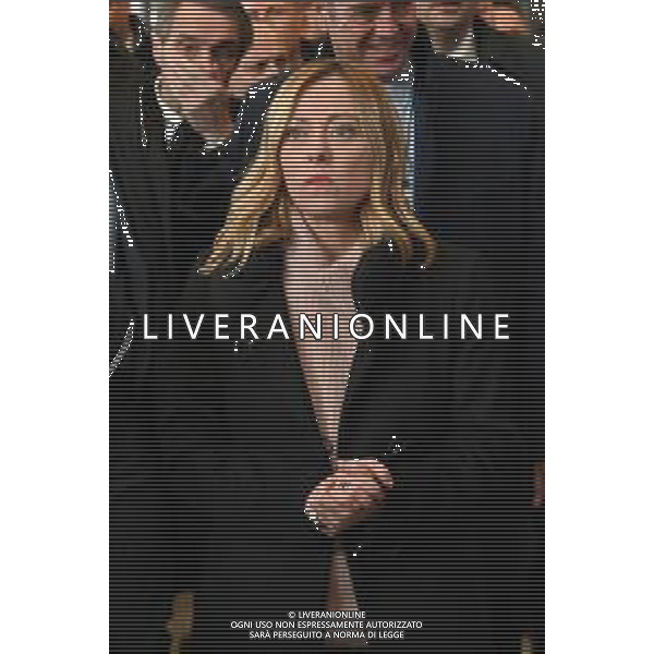 TVRG Accordo Governo Regione nella foto Giorgia Meloni presidente del Consiglio dei Ministri Rho (MI) 07-12-2023 Cerimonia di sottoscrizione dell\'accordo per lo Sviluppo e la Coesione tra il Governo Italiano e la Regione Lombardia da parte del Presidente del Consiglio dei Ministri Giorgia Meloni e del Presidente della Regione Lombardia Attilio Fontana foto Roberto Garavaglia/ag. Aldo Liverani sas