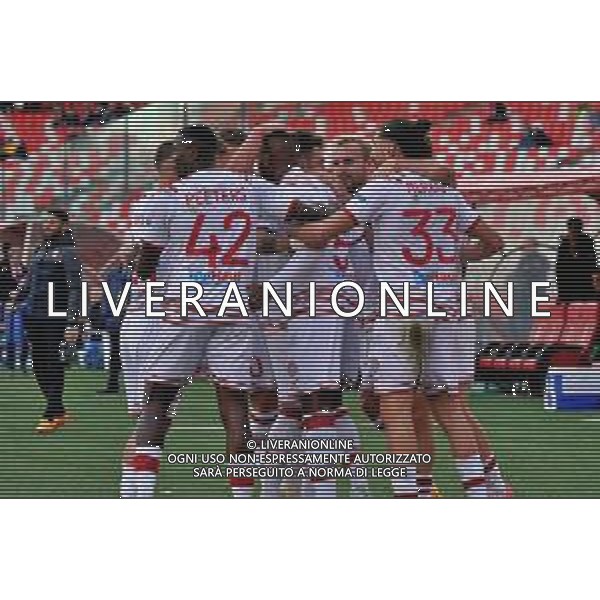 Kevin Vinetot of FC Sudtirol celebrates after scoring a goal with teammates uring the Italian Serie B match SSC Bari vs FC Sudtirol on December 09, 2023 at the San Nicola stadium in Bari, Italy. Photo by Emmanuele Mastrodonato/ag. Aldo Liverani sas/ AGENZIA ALDO LIVERANI SAS